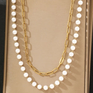 Wholesale Double Layer Stainless Steel Waist Chain With Imitation Pearl - Everful