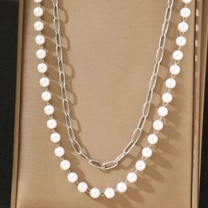 Wholesale Double Layer Stainless Steel Waist Chain With Imitation Pearl - Everful