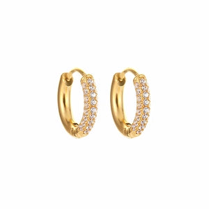 Stainless Steel Zirconia Hoop Earrings For Women