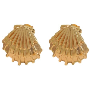 Wholesale Stainless Steel Vintage Geometric Earrings with Sea Shell Pattern - Everful